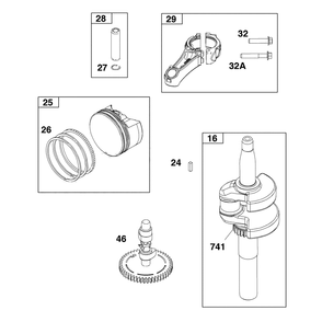 Engine >> Crankshaft Diagram and Parts List for 021022-00  Briggs and Stratton Pressure Washer